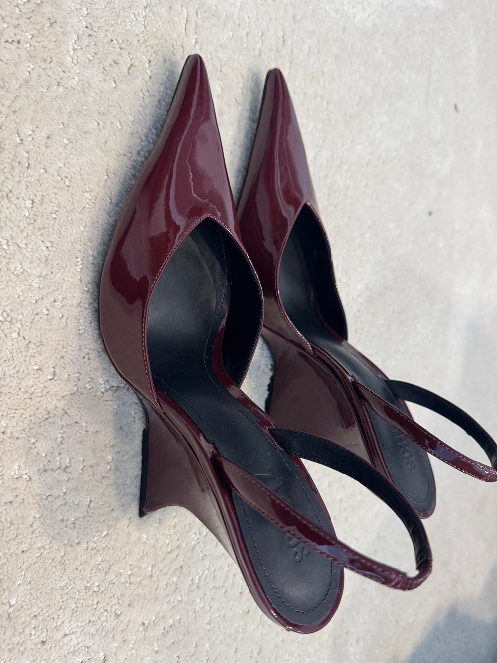 Schutz Women's Burgundy Patent Pointed-Toe Slingback Heels 10 new - Picture 2 of 6